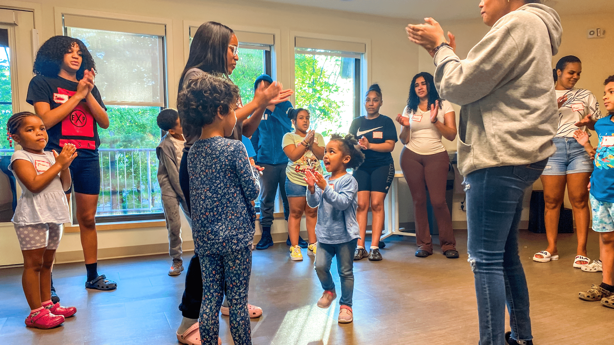 Parents and children gathered at a Family Nurturing Center Cape Verdean Nurturing Parenting Program celebration