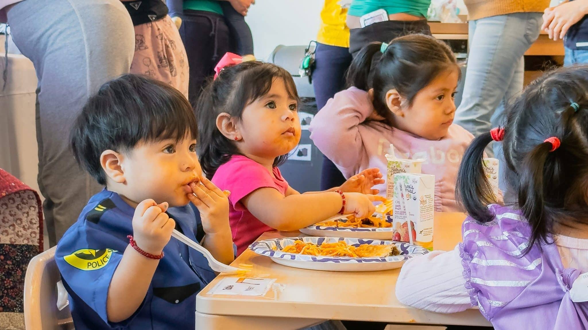 Families, children, and FNC staff gathered for a Thanksgiving playgroup celebration in Dorchester