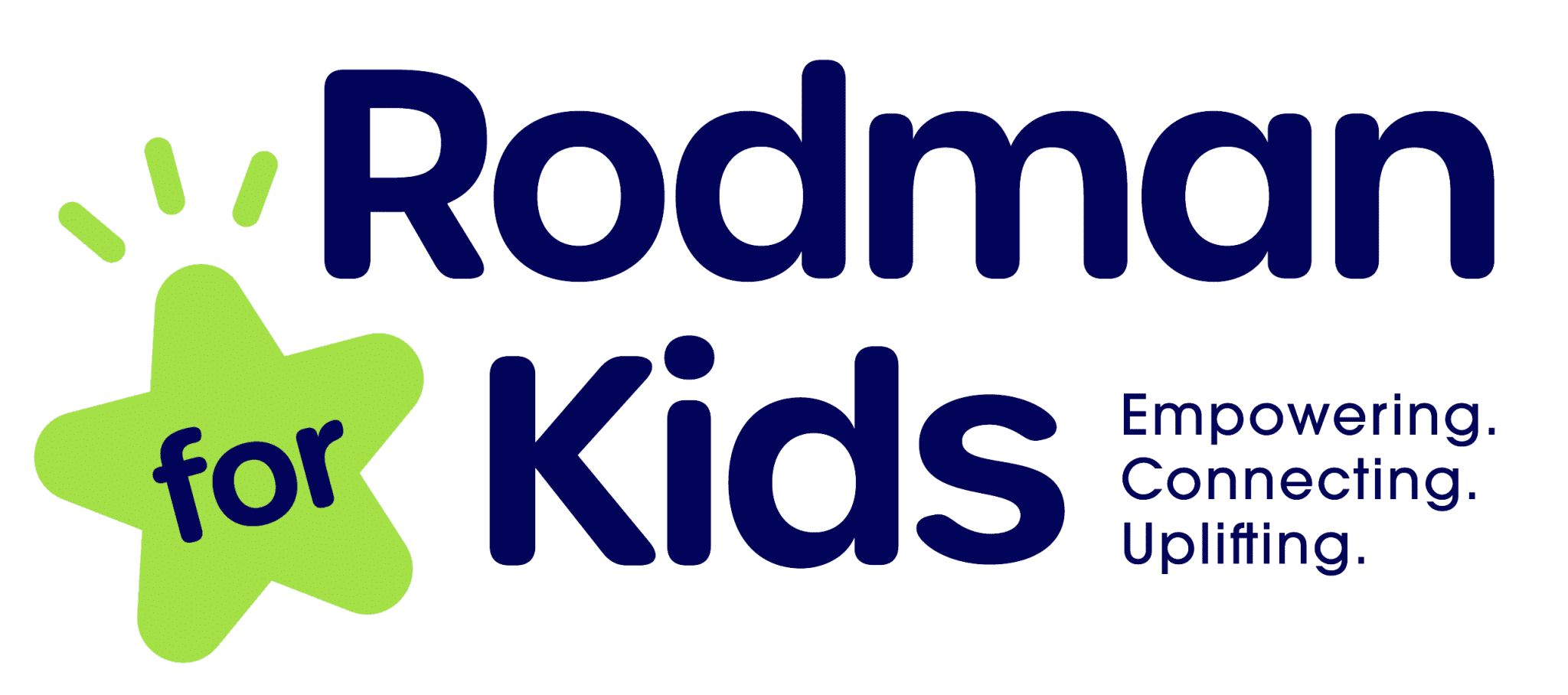 Rodman for Kids logo with the tagline Empowering. Connecting. Uplifting.